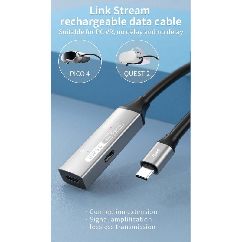 PremiumCord USB-C repeater és hosszabbító kábel Male-Female, 5Gbps Aluminium 5m
