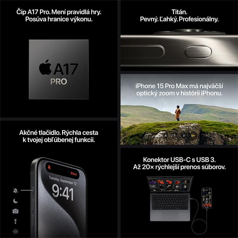 Apple iPhone 15 Pro Max 256 GB kék titán *B osztály* Apple iPhone 15 Pro Max 256 GB kék titán *B osztály*
