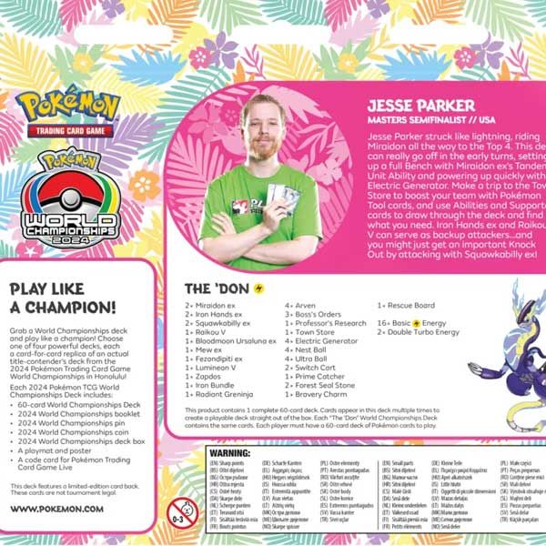 Kártyajáték Pokémon TCG World Championships Deck 2024 (Jesse Parker) Miraidon Ex (Pokémon)