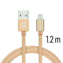 Adatkábel Swissten textil Lightning konnektorral és gyorstöltéssel 1,2 m, arany az pgs.hu