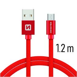 Swissten textil adatkábel Micro-USB konnektorral gyorstöltéssel, piros az pgs.hu