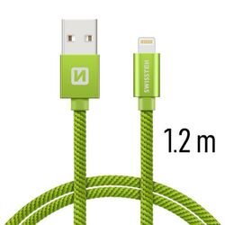 Swissten textil adatkábel Lightning konnektorral, gyorstöltés támogatással, zöld az pgs.hu