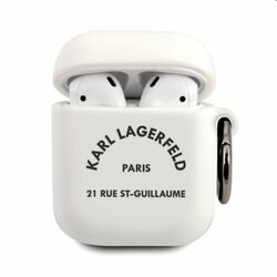 Karl Lagerfeld Rue St Guillaume szilikontok Apple AirPods 1/2 számára, fehér
