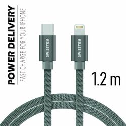 Swissten Data Cable Textile USB-C / Lightning 1.2 m, grey - OPENBOX (Bontott csomagolás teljes garanciával) az pgs.hu