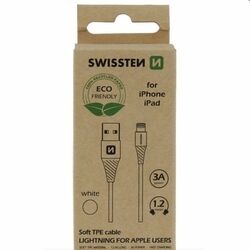 Swissten Data kábel Textile USB / Lightning 1.2 m, fehér az pgs.hu