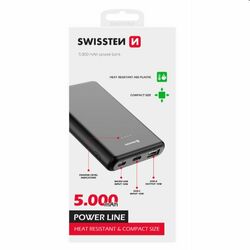 Swissten Power Line Powerbank 5 000 mAh 10W, fekete az pgs.hu