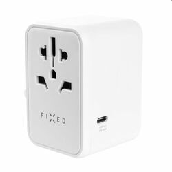 FIXED utazó adapter EU, UK, USA/AUS számára 3xUSB-C és 2xUSB kimenettel, GaN, PD 65W, fehér az pgs.hu