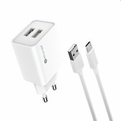 Sturdo Hálózati töltő 3A, PD, 20W, USB QC + töltőkábel USB/microUSB, fehér