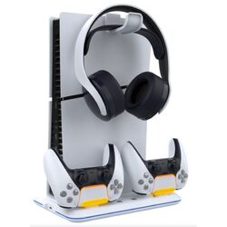 iPega P5S020W Multifunkciós RGB töltőállvány hűtéssel PS5 Slim White, kiállított, 21 hónap garancia az pgs.hu