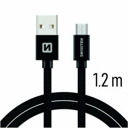 Adatkábel Swissten textilMicro-USB konnektorral és gyorstöltés támogatással 1,2 m, fekete az pgs.hu