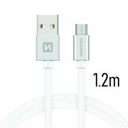 Adatkábel Swissten textilMicro-USB konnektorral és gyorstöltés támogatással 1,2 m, ezüst az pgs.hu