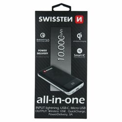 Powerbank Swissten All-In-One 10.000 mAh, fekete az pgs.hu