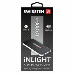 Powerbank Swissten Slim 10000 mAh lightning töltő bemenet, fekete na pgs.hu