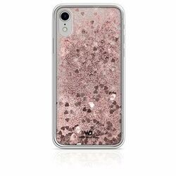 White Diamonds Sparkle Case Clear iPhone Xr, Rose Gold Hearts